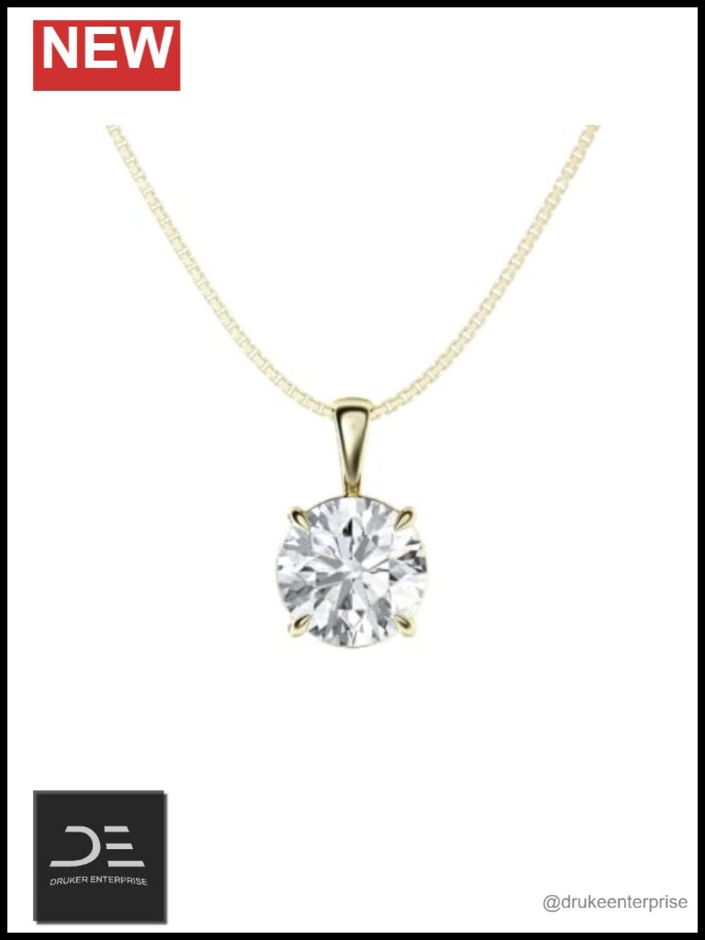 2ct Lab Grown Diamond Pendant Necklace 14K Gold